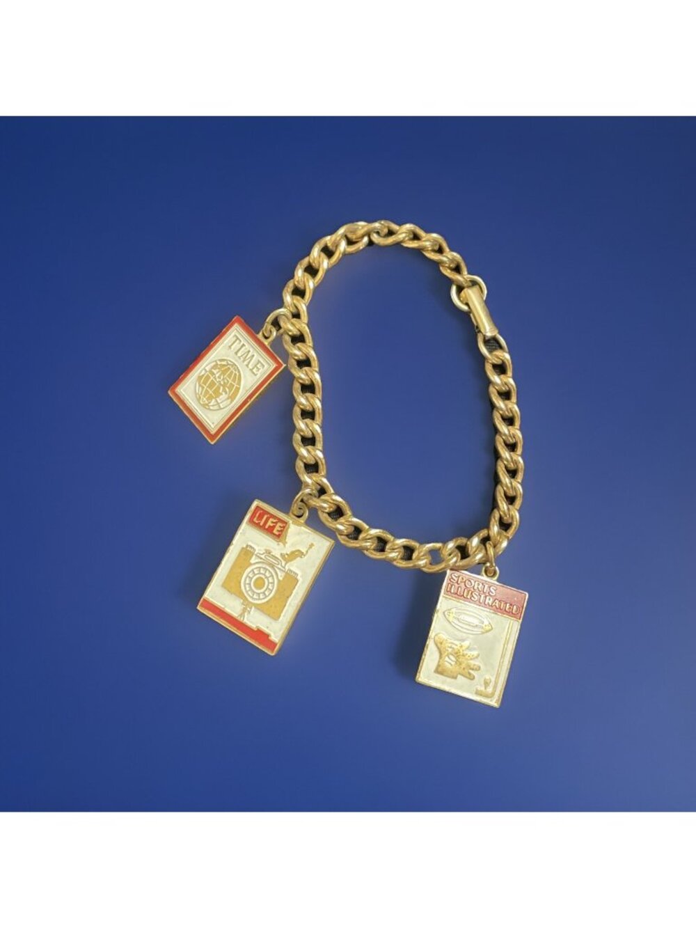 Vintage Robbins Magazine Enamel Time Sports Illustrated Life Charms Bracelet